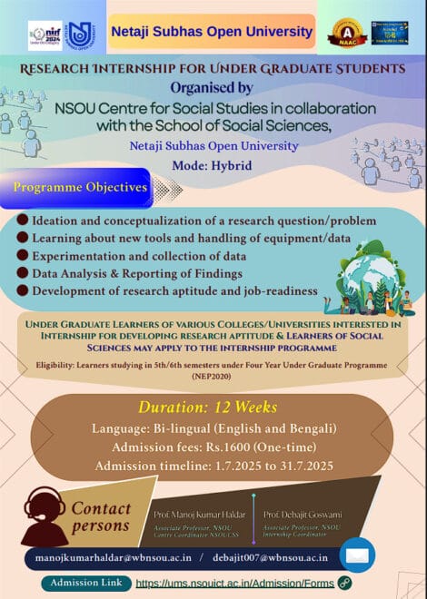 Official Poster of NSOU Summer Internship 2025